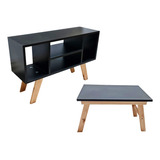 Combo Mesa Ratona + Rack De Tv Escandinavo Nordico En Negro!