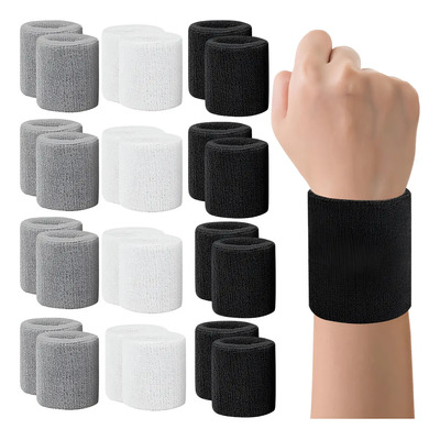 24 Muñequeras Elásticas De Algodón Suave Para Deportes Color Black White Grey | MercadoLibre