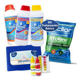 Kit Tratamento Básico Piscinas Cloro Clarificante Teste Ph