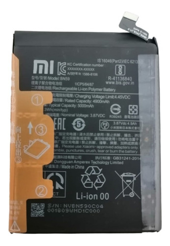 Ba-ter-ia Bn59 Compativel Redmi Note 10 / Note 10s Nova + Ga