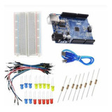 Arduino Uno Kit Con Proto 400 Pts Jumpers Y Mas