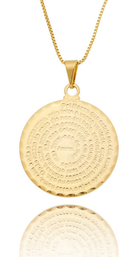 Colar Cordão Feminino Com Medalha Oração Pai Nosso Folheado