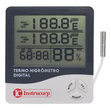 Termo Higrômetro Digital Para Mesa Ou Parede Com Relógio