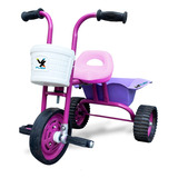 Triciclo Infantil A Pedal Caño Reforzado Ruedas Metal Y Goma Color Rosa-lila