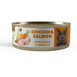 Comida Para Gato Amity Humeda Pollo Y Salmon De 80gr Pack4un