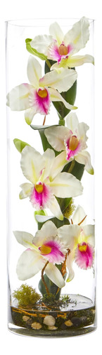 Casi Natural, 20, Orquídea Cattleya Blanca Floral En Jarrón 