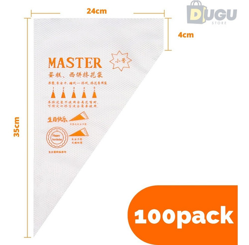 Pack De 100 Mangas Pasteleras De 35 X 24 X 4 Cms Desechables