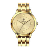 Relógio Tuguir Feminino Dourado + Gargantilha Folheado