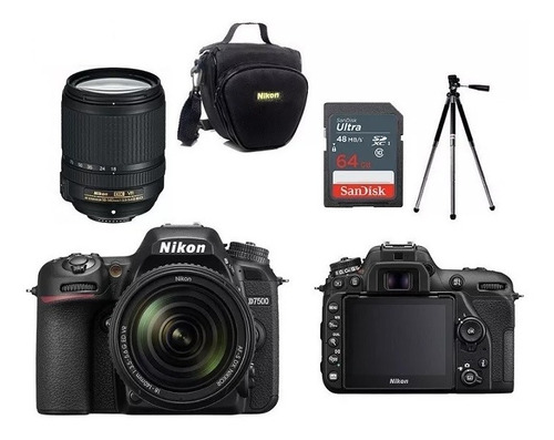 Nikon D7500 Lente 18-140mm Vr +bolsa+tripé+cartão 64gb C/ Nf