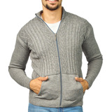 Jaqueta Masculina De Lã Blusa De Frio Tricot Com Zíper Cores