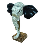 Cabeza Elefante Adorno De Mesa Resina 25 Cm