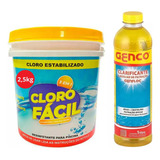 Kit Cloro 2,5kg Para Piscina 3 Em 1  + Clarificante Genco