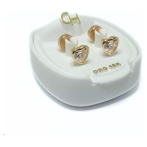 Aros Abridores Oro 18k Bebé Ch Eco Corazón C/ Virola Ch792