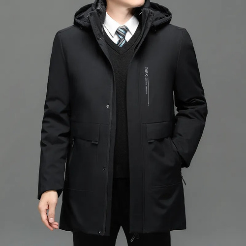 Parkas Gruesas De Felpa Larga For Hombre, Chaqueta De Invierno De 2 Piezas, Abrigo Parker For Hombre, Abrigo De Cremallera Gruesa Cálido For