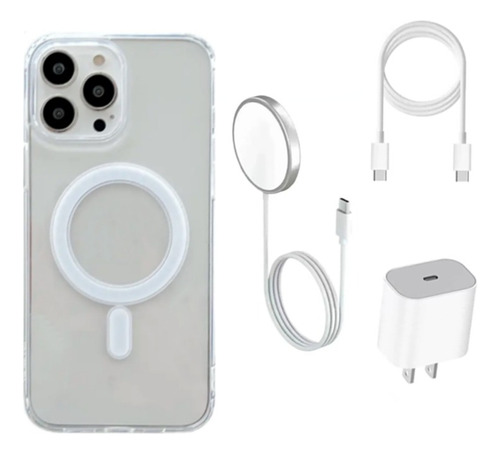 Kit 4: Cubo + Cargador Ms + Funda + Cable, Para iPhone 15