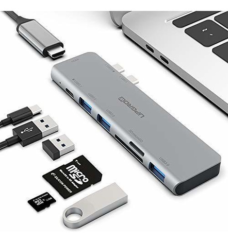 Usb C Hub 3 Puertos Usb 3.0 Hdmi 4k Lector De Tarjetas Tf/sd