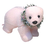 Enfeite Natalino Pendente Urso Polar Com Pérola Rosa 12 Cm