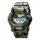 Reloj Militar Hombre Burk 1633 Cronometro Alarma Luz Digital Color De La Malla Verde Militar