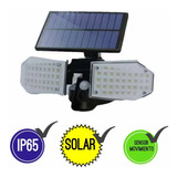 Aplique Solar Doble Foco Ip65 Con Sensor Movimiento 78 Led 
