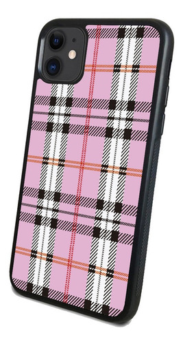 Funda Celular Diseño Cuadro Escoces Rosa Todos Los Modelos