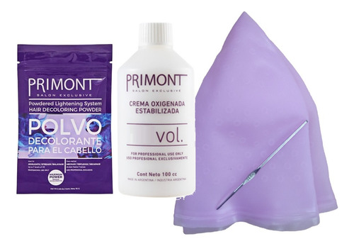 Kit Reflejos Mechas+ Decolorante +oxidante +gorro - Primont