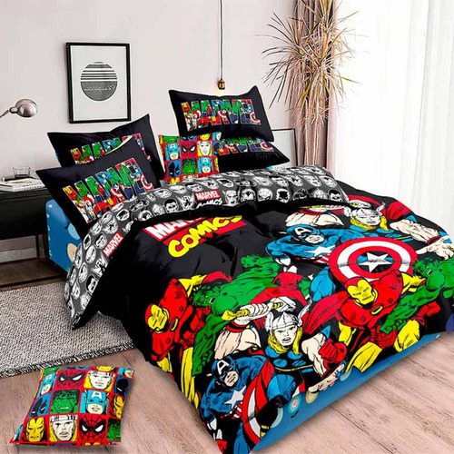 Cubrecama Marvel Doble Faz Cama Sencilla Negro Mrln01