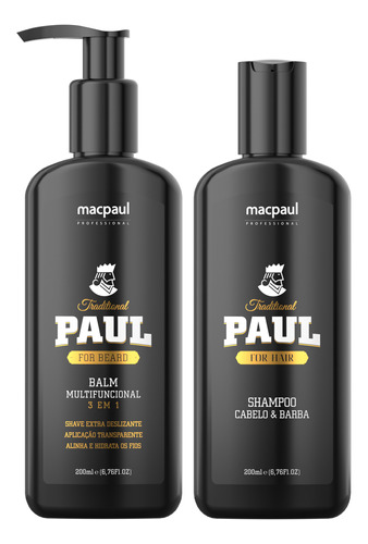 Kit Homem Traditional Paul Macpaul Cabelo E Barba