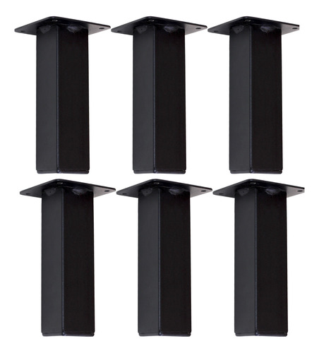 6 Pezinhos Cannes Aço Carbono 10cm Cama Box Puff Rack Preto