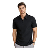 Playeras Hombre Y Tipo Polo Cremallera Casual Moda Slim Fit