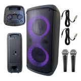 Caixa De Som Bluetooth Grande Microfones Karaoke Incluso 5.0