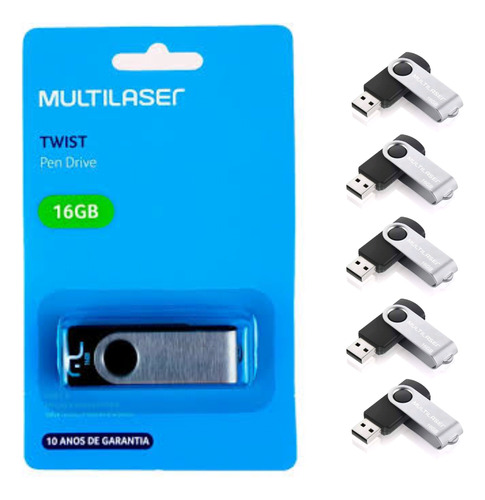 Kit 5pçs Pendrive Multilaser Twist Pd588 16gb Atacado C/ Nf