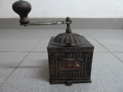 Antiguo Molinillo De Cafe De Chapa De Colección Funciona