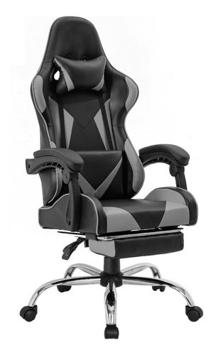 Silla De Escritorio Ph Import Premium1 24587-pre Gamer Ergonómica  Negro Y Gris Con Tapizado De Cuero Sintético