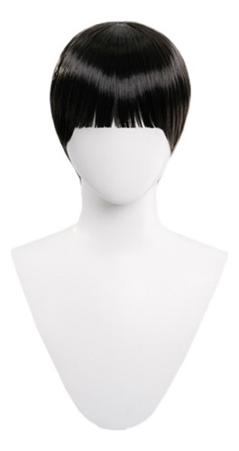 Peluca Negra De Cosplay Anime Para Hombre, Pelo Corto Con Fl