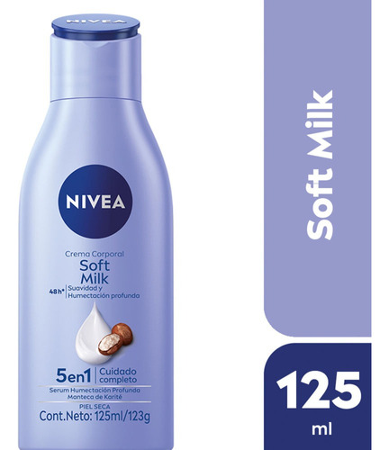 Crema Corporal Nivea Soft Milk 5 En 1 Piel Seca X 125 Ml