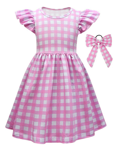 Vestido De Fiesta Rosa Barbie For Niña Pequeña, Ropa A Cuad