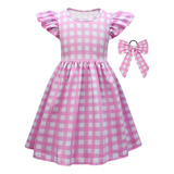 Vestido De Fiesta Rosa Barbie For Niña Pequeña, Ropa A Cuad