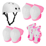 Set Protección Niña Blanco Casco Rodillera Codera Muñequera