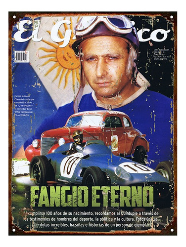 Cartel De Chapa Publicidad Antigua Fangio M147