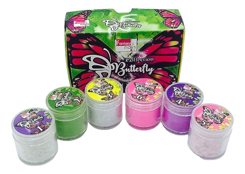 Colección Acrílicos Uñas Butterfly Fantasy Nails 6 Pzs