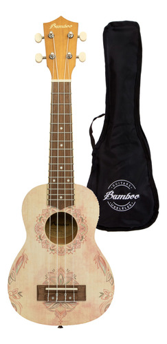 Ukelele Soprano Bamboo Diseño Lotus Con Funda