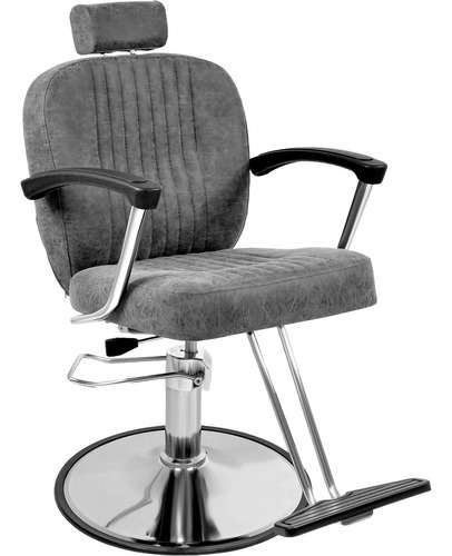 Sillon Silla Barberia Estetica Clasica 360° Moderna Color Gris Forma De La Base Redonda Tipo De Respaldo Fijo