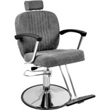 Sillon Silla Barberia Estetica Clasica 360° Moderna Color Gris Forma De La Base Redonda Tipo De Respaldo Fijo