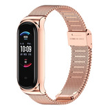 Malla Metalica Para Reloj  Amazfit Band 5 - Rose Gold Milan