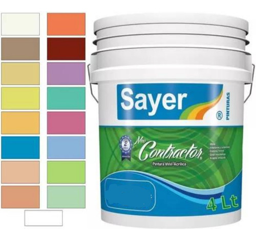 Pintura Vinilica Contractor Cubeta 4lt 17 Colores