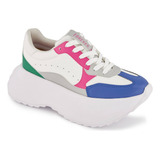 Tenis Forever 21 Con Plataforma Chunky Mujer Color Blanco