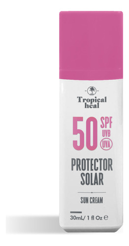 Protector Solar Facial Spf 50 De 30 Ml Con Filtros Uvb/uva Enriquecido Con Extracto De Fresa Y Sábila Ideal Para El Cuidado De La Piel Tropical Heal