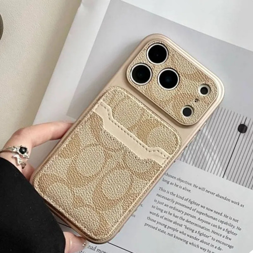 New Change Case Para iPhone 17, Funda De Piel Estilo Coach Con Doble Ranura Para Tarjetas Para iPhone 15, 16, 17 Pro Max