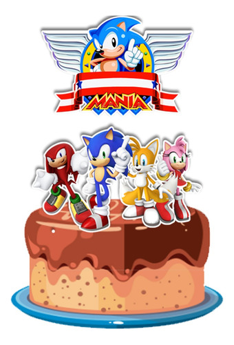 Topo De Bolo Topper Personalizado Sonic 