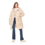 Parka Larga Wados Manga Larga  Lisa Puffer Con Bolsillos